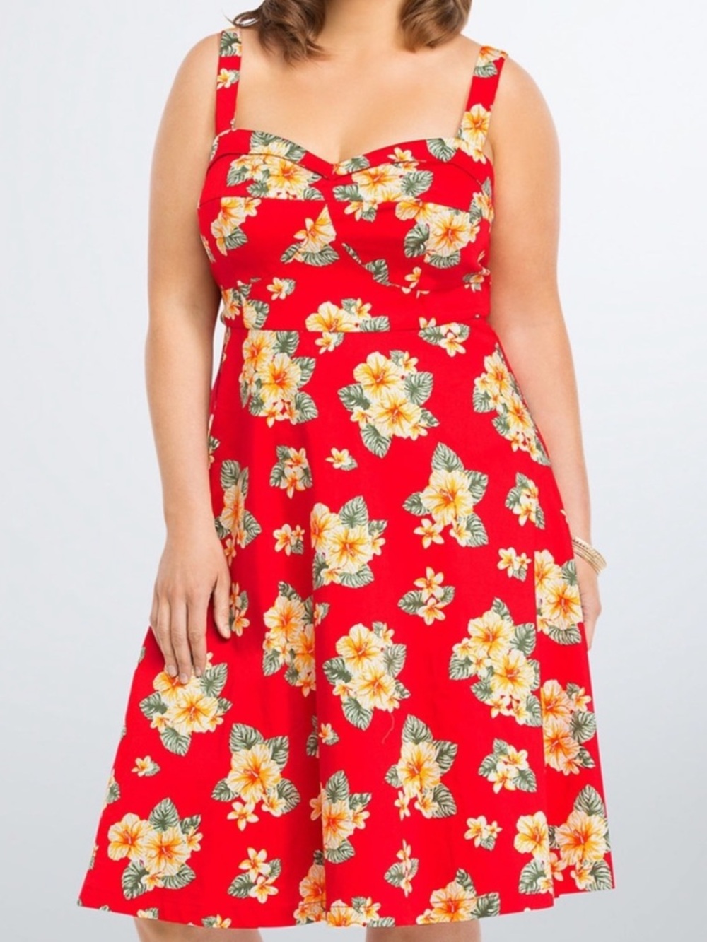 Torrid retro chic Hawaiian tropical floral fit & flare dress